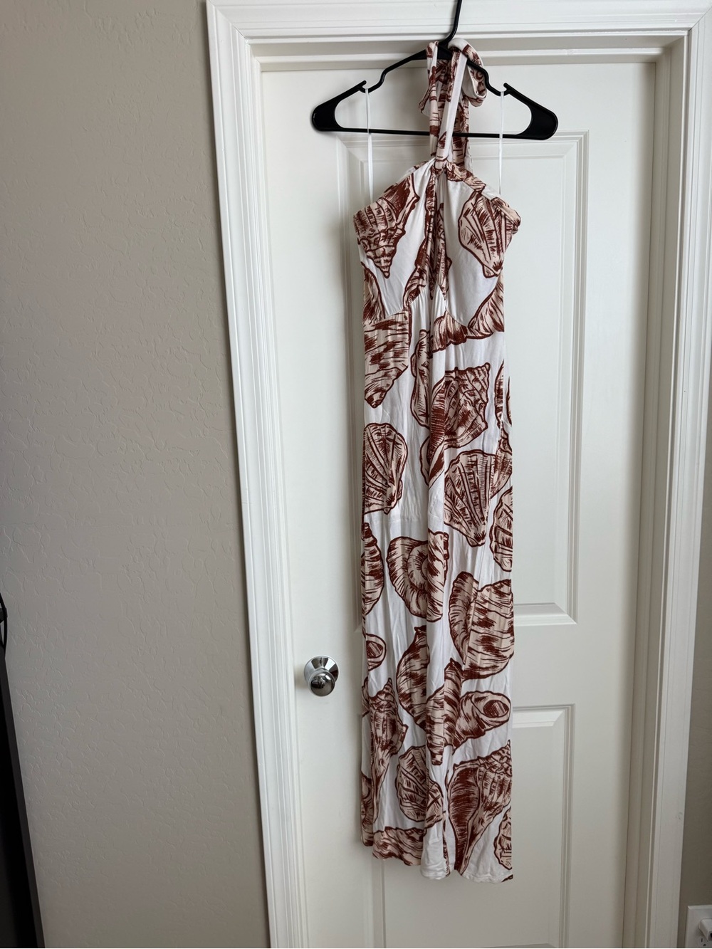 Soma White Maxi Dress with Brown Shell Print